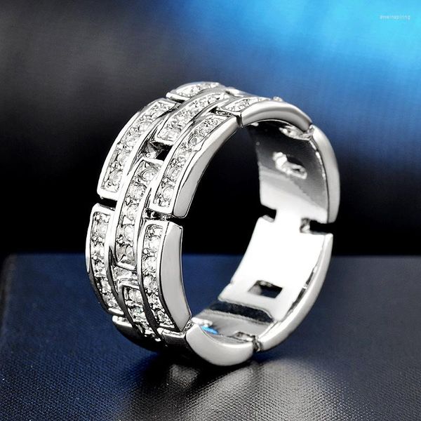 Anneaux de mariage mode femme argent couleur strass Cocktail bague de fiançailles anniversaire bijoux cadeaux amoureux