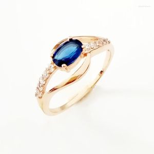 Wedding Rings Women Engagement Ring 2023 Fashion 585 Gold Color Sieraden Royal Blue Cubic Zirkon
