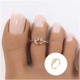 Anneaux de mariage Femmes Nouveau Summer Beach Style Gold Sier Color Jot Foot Ring Classic Retro Simple Gift Daily Wear Girls Jewelry Drop Del Otq7n