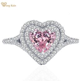 Wedding Rings Wong Rain 100 925 Sterling Silver Heart Cut 1 4 Ct Pink Sapphire Citrine Gemstone Women Ring Sieraden Betrokkenheid Geschenken 230822