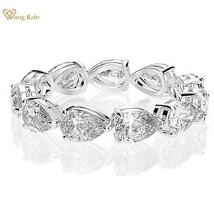 Anillos de boda Wong Rain 925 Sterling Silver Pear Cut Diamonds High Carbon Gemstone Anillo de compromiso Banda de boda Fina Al por mayor 2312222