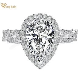 Trouwringen Wong Rain Luxe 100% 925 Sterling Zilver 3 CT Peer Gemaakt Edelsteen Bruiloft Verlovingsring Fijne Sieraden Groothandel 231218