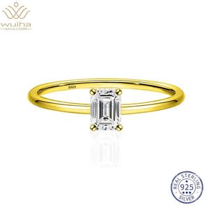 Bagues de mariage wuiha réelle 925 Sterling Silver Emerald Cut 4 * 6 mm Gra Moisanite Diamond Anniversary Anniversity Engagement Rings for Women Gift Bijoux 240419