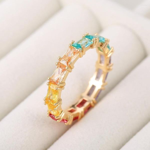 Anneaux De Mariage Xinchen Bague Ronde Pour Les Femmes Femme Petite Amie Anniversaire Romantique Cadeaux De Noël De Mode Coloré CZ Zircon Pierre