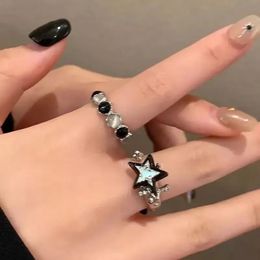 Trouwringen Y2K Kpop Lucky Star Ring Hart Verstelbaar Onregelmatig Geometrisch Punk Retro Dames Kristal Set Mode Meisjes Sieraden Geschenken 231130