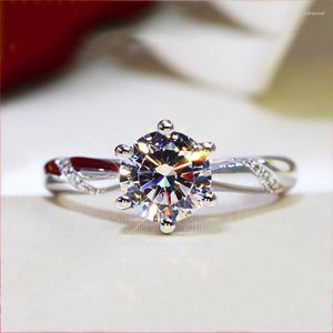 Anneaux de mariage Yanleyu 925 Couleur Argent Bijoux de mode Classique 1 Carat Éblouissant Laboratoire Créé Diamant CZ Zircon pour les femmes