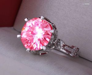 Anneaux de mariage Yayi bijoux mode princesse coupe énorme 6,9 ct rose zircon argent couleur fête de fiançailles