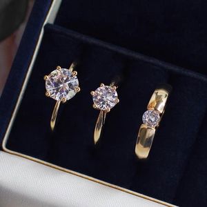 Trouwringen gele goudkleur 1 karaat CZ Diamond ring set voor vrouwen mannen