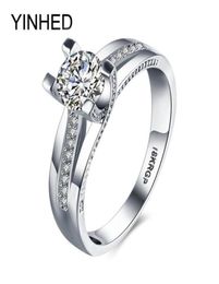 Anneaux de mariage YINHED luxe 7mm CZ Diamant pour femmes or blanc rempli bague de fiançailles bijoux timbre 18KRGP ZR1961569390