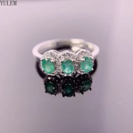 Anneaux de mariage Yulem Natural Emerald Gemmestones Ring For Women Solid 925 STERLING MARDING ENGAGEMENT BRIDE Unique Gift Fine Bijoux 231218