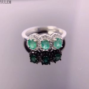 Anneaux de mariage Yulem Natural Emerald Gemmestones Ring For Women Solid 925 STERLING MARDING ENGAGEMENT BRIDE Unique Gift Fine Bijoux 231218