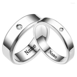 Wedding Rings Ywshk 2022 Personaliseer grave naam roestvrijstalen strass parpon ring luxe ingelegde kristal sieraden accessoires rita22