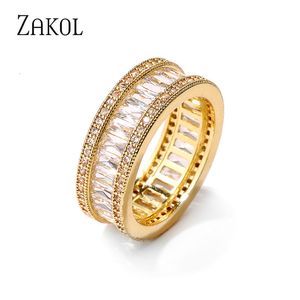 Trouwringen ZAKOL Trendy Dames Sieraden Handgemaakte Groene Zirconia Olijftak Ring voor Vrouwen Mannen Party FSRP2264 230712