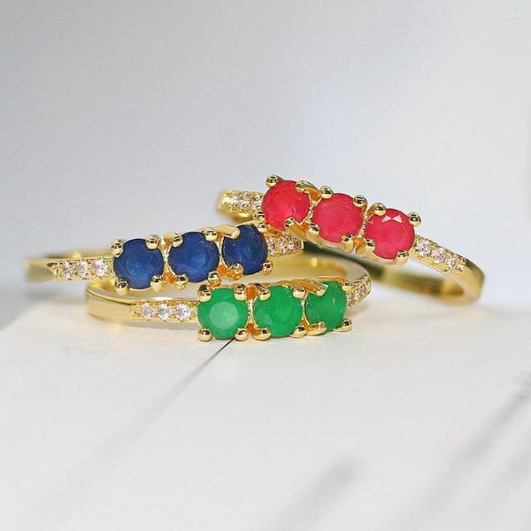 Anneaux de mariage ZHOUYANG pour femmes Unique doux multicolore bonbons pierre couleur or clair bague cadeau bijoux de mode R876