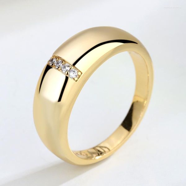 Anillos de boda ZHOUYANG, anillo grueso Vintage para mujer, accesorios de dedo de Color dorado Simple, joyería para hombre, estilo Ins, venta al por mayor KAR209