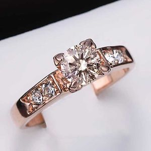 Wedding Rings Zhouyang Dames Ring Classic 6mm Prong Set Cubic Zirconia Engagement Fashion sieraden Brithday Gift R051 R052 Q240511