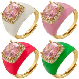 Anneaux de mariage ZHUKOU rose Zircon anneau d'ouverture pour les femmes romantique grande pierre glacé mode princesse anneaux bijoux en gros VJ414 231202