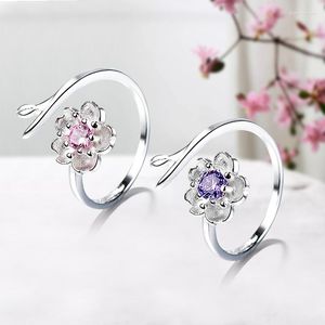 Wedding Rings Zirkon Cherry Blossoms verstelbare ring Elegante fijne sieraden voor vrouwen romantisch