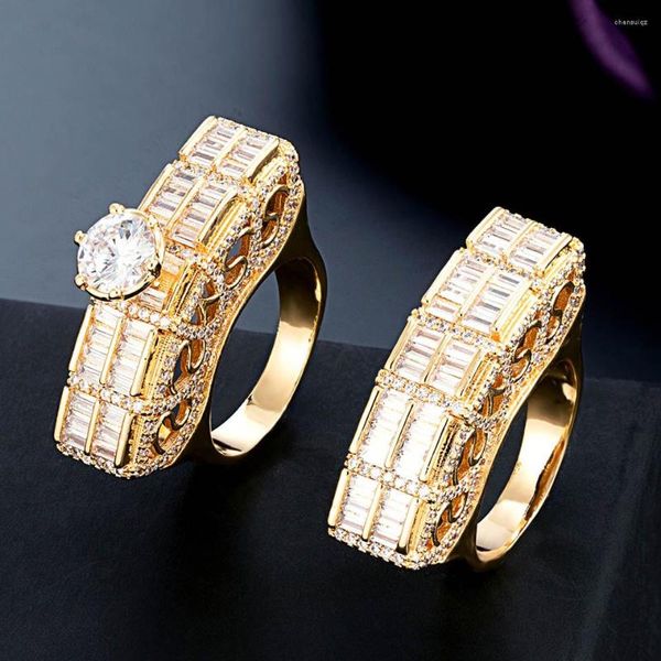 Anneaux De Mariage Zlxgirl Mode Couple À La Mode Doigt De Cadeaux De Fête Cubique Zircon Fiançailles Dubaï Américain De Mariée Aneis Anel Accessoire