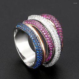 Anneaux de mariage Zlxgirl Bijoux Coloré CZ Zircone Pour Femmes Doigt Mixte Plaqué Couleur Bague De Mariée Couple Anel Cadeaux