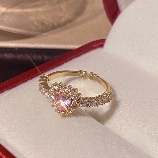 Anillos de boda ZYZQ, anillo de corazón Irregular con diamantes de imitación rosa, joyería de moda para fiesta para chicas jóvenes, accesorios para mujer 2023