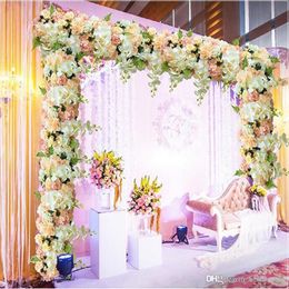 Wedding Road Cited Flowers Silk Rose Peony Hyangea Mix Diy gebogen deur Bloemrij raam T -station Wedding Decoratie