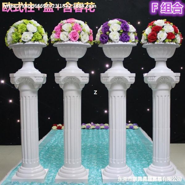 Colonnes romaines de mariage, arches verticales, Pots de fleurs, route européenne, accessoires de scène de mariage, Pots de fleurs en plastique, décor