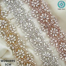 Wedding Sashes (1 yard) Rhinestone Bridal Belt Gold met diamanten jurk kristallen sjerp voor accessoires WDD0895