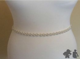 Wedding Sashes kralen lintgordel Nieuwe vintage witte bruidsjurk Rhinestone Sash Pearl Belt3110438