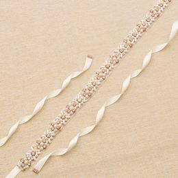 Sabilles de mariage ceinture nuptiale 2019 Rose Gold Righestone Pearls Accessories CEINTURE 100% MADE 8 COMBLES BLANC IVORY BUSH BRIDAL SASHES 270O