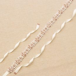 Fajas de boda Cinturón de novia 2019 Rose Gold Pearls Accesorios Cinturón 100% Hecho a mano 8 colores blancos blancos rubor fajas de novia 278t