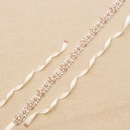 Sabilles de mariage ceinture nuptiale 2019 Rose Gold Righestone Pearls Accessories CEINTURE 100% MADE 8 COMBLES BLANC IVORY BUSH BRIDAL SASHES 301I