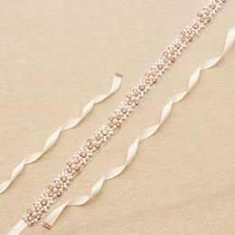 Saves de mariage ceinture nuptiale 2019 Rose Gold Righestone Pearls Accessories CEINTURE 100% MADE 8 COULEURS BLANC IVORY BUSH BRIDAL SASHES 237Y