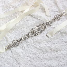 Écusts de mariage Bride Robes de mariée ceintures Ribbon Crystal Ruban Crystal Pron