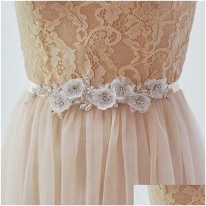 Wedding Sashes Flower Crystal Belts voor jurken en bruidsaccessoire drop levering Party Events Accessoires DHFCW