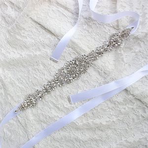 Ceintures De Mariage Pour La Mariée Robes De Mariée Ceintures Strass Cristal Ruban De Bal À La Main Blanc Rouge Noir Blush Argent Réel Image280v