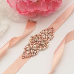 Wedding Sashes Missrress Belt Rhinestones Elegant Rose Crystal Bridal Sash Pearls For Women Evening Cocktail Jurken JK884