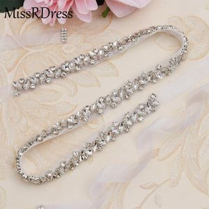 Fajas de boda MISSRDRESS Rhinestones Belt Sash Silver Diamond Crystal Bridal para la decoración del vestido JK863 269F