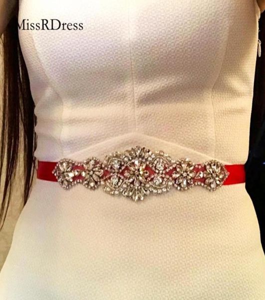 Fajas de boda MissRDress, cinturón nupcial con diamantes de imitación plateados, cintas de perlas de cristal, faja para vestidos de damas de honor JK9109816794
