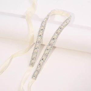 Wedding Sashes Nzuk Bling Rhinestones Belts Crystal Bride Belt Dress Dun voor avondfeestaccessoires