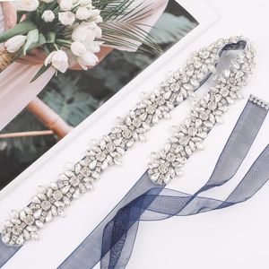 Wedding Sashes Nzuk Silver Crystal Pearls Bridal Belt Dress Handmade SHINESTONES BRIDESDAAD SASH VOOR PARTY