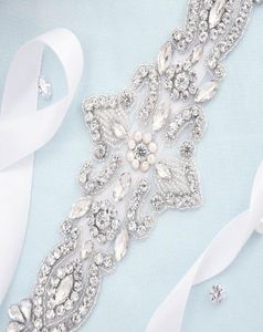 Ceintures de mariage S245 strass ceinture de taille de mariée ruban de satin garniture robes appliquées accessoires robe décor en stock Sash7714274