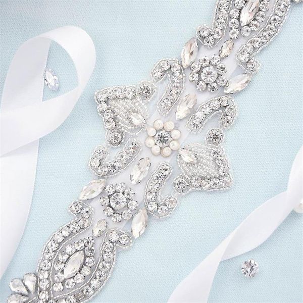 Ceintures de mariage S245 Strass Ceinture de taille de mariée Ruban de satin Garniture Applique Robes Accessoires Robe Décor En stock Sash222o