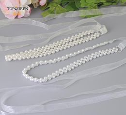 Ceintures de mariage TOPQUEEN S34 ceinture perlée pour robe ivoire ceinture de perles robes embellies bijoux de mariée formels Organza3473532