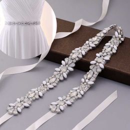 Wedding Sashes Topqueen Sparkly Bridal Belt Sash Opal Pearl voor jurkavond vrouw vrouwelijke accessoires formeel S467