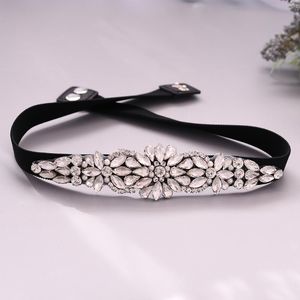 Wedding Sashes Trixy S407 Elastic Black Cummerbunds For Women Luxury Designer brede riemen Jurk Tailleband Rhinestone Belt