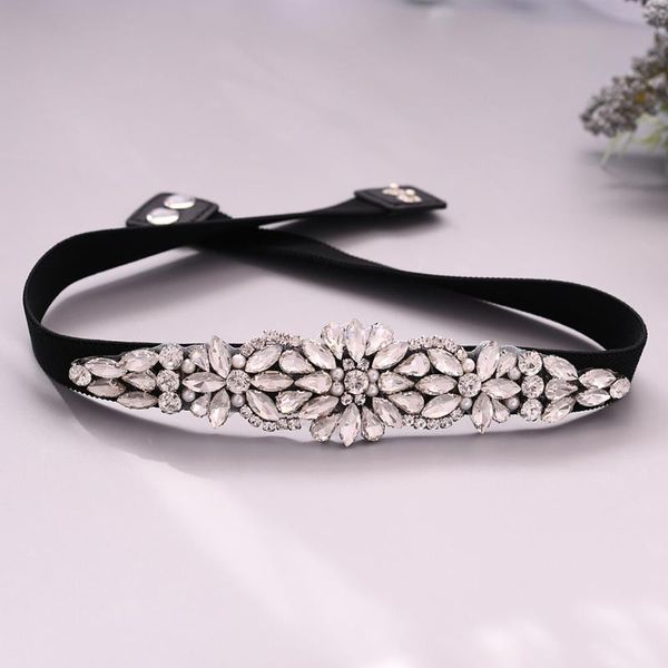 Fajas de boda TRiXY S407 Fajas negras elásticas para mujer Diseñador de lujo Cinturones anchos Vestido Cintura Cinturón de diamantes de imitación