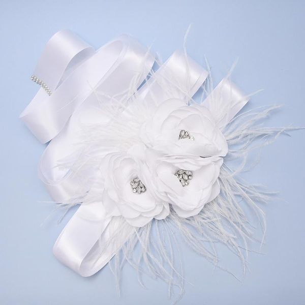 Fajas de boda TRiXY S438, vestido con cinturón para mujer, faja con flores encantadoras, plumas, flores, niñas, accesorios nupciales
