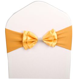 Chaise de mariage Satin Sash Spandex Lycra Bow Tie Band Made pour un banquet Hôtel Birthday Fête de luxe Décoration