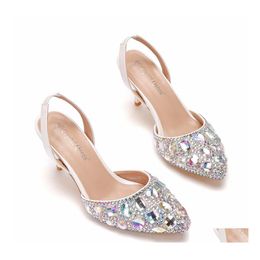 Zapatos de boda Cristales Blingbling Zapato nupcial 2021 Diamante de color Gala de celebridades Oscar Inspirado Tacones altos formales 7M Sparkle Prom G Dhkif
